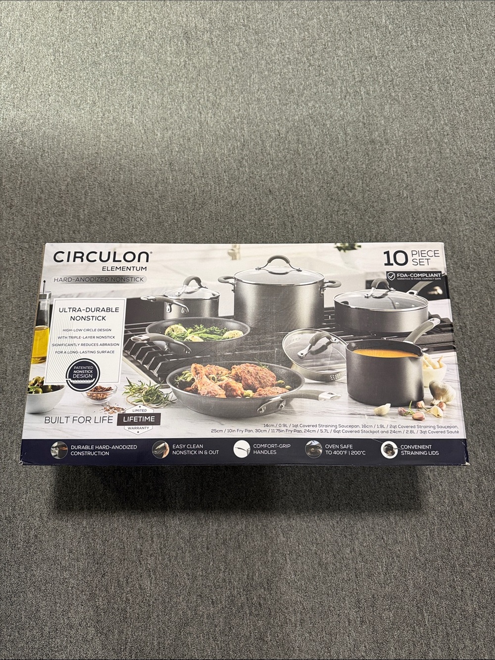 Circulon® Elementum 10-pc. Hard-Anodized Aluminum Nonstick Cookware Set